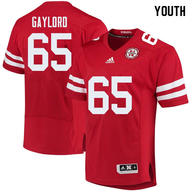 Youth #65 Christian Gaylord Nebraska Cornhuskers College Football Jerseys Sale-Red - Click Image to Close